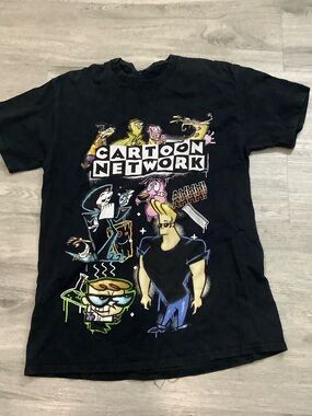 Cartoon Network Black Tee with Multicolor Character Art